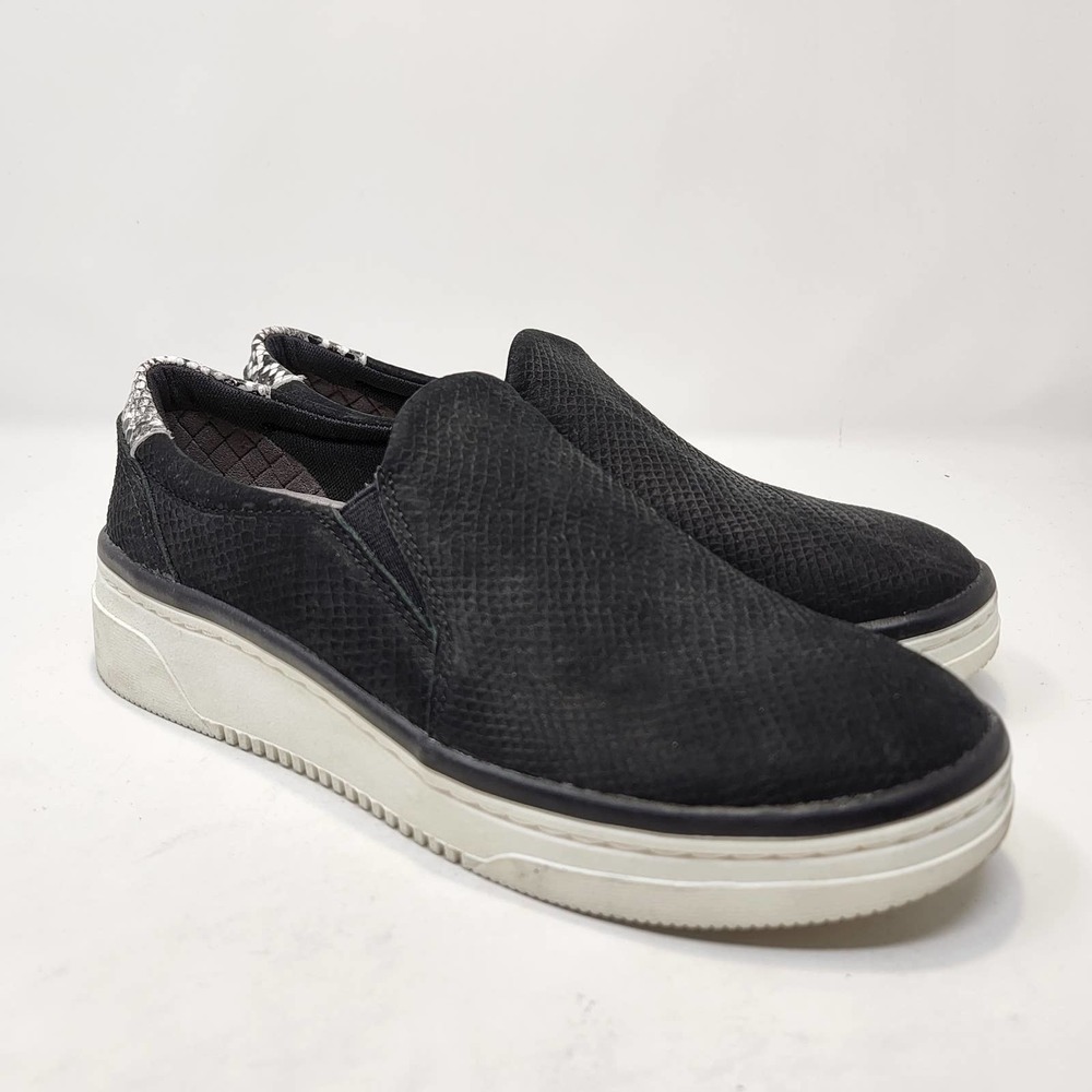 Dr Scholls Womens Everywhere Black Leather Slip On Sneakers Size 9.5 M Comfort